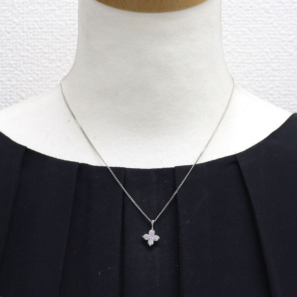 Pt900/ Pt850 天然ピンク ダイヤモンド ペンダントネックレス 0.03ct D0.73ct フラワー