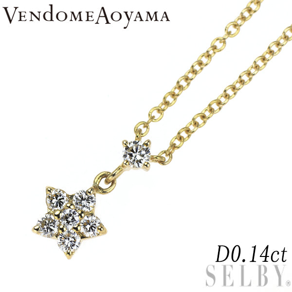 ヴァンドーム青山 K18YG ダイヤモンド ペンダントネックレス 0.14ct フラワー