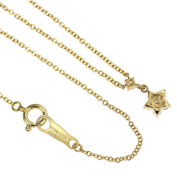 ヴァンドーム青山 K18YG ダイヤモンド ペンダントネックレス 0.14ct フラワー