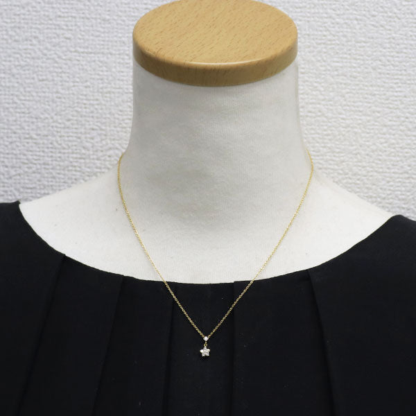 ヴァンドーム青山 K18YG ダイヤモンド ペンダントネックレス 0.14ct フラワー