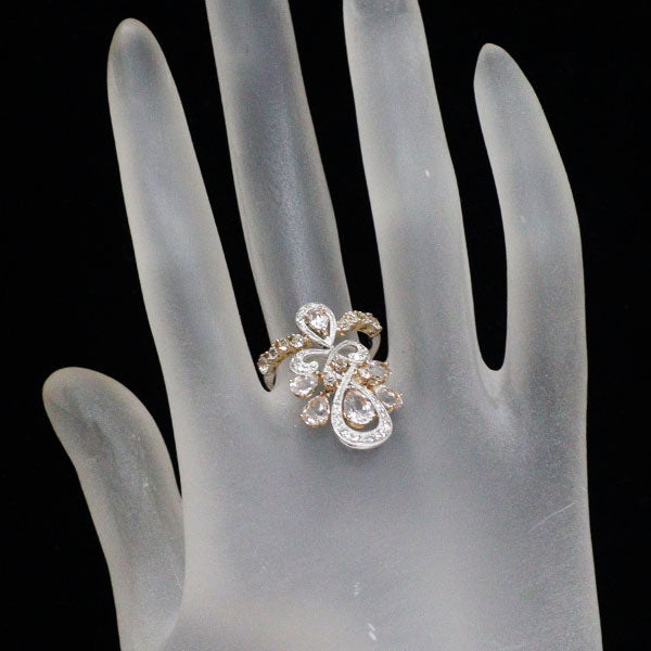 K18YG/WG モルガナイト ダイヤモンド リング 1.88ct D0.18ct