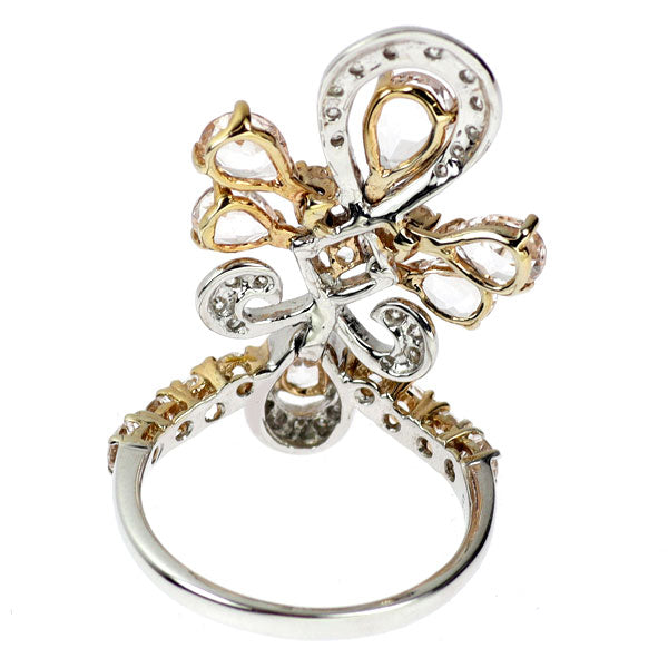 K18YG/WG モルガナイト ダイヤモンド リング 1.88ct D0.18ct