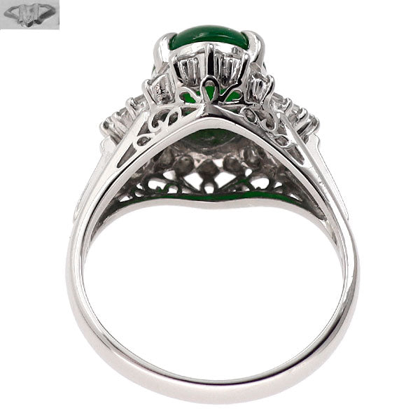 銀座ミワ Pt900 翡翠 ダイヤモンド リング 1.86ct D0.48ct