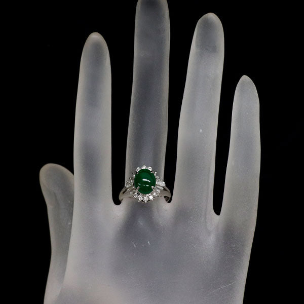 銀座ミワ Pt900 翡翠 ダイヤモンド リング 1.86ct D0.48ct