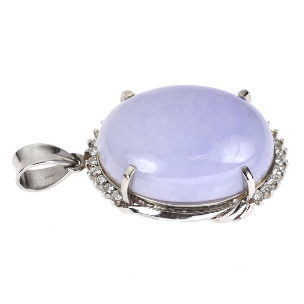 Pt900 ラベンダー翡翠 ダイヤモンド ペンダントトップ 43.04ct D0.42ct