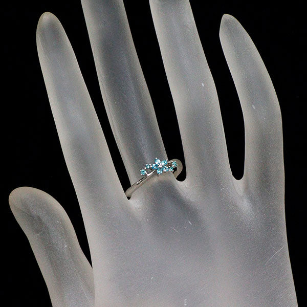 Pt950 パライバトルマリン ダイヤモンド リング 0.14ct D0.008ct フラワー
