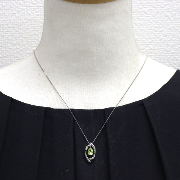 Pt900/ Pt850 パロットクリソベリル ダイヤモンド ペンダントネックレス 1.16ct D0.14ct
