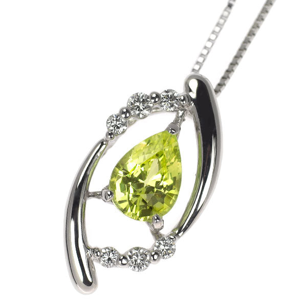 Pt900/ Pt850 パロットクリソベリル ダイヤモンド ペンダントネックレス 1.16ct D0.14ct