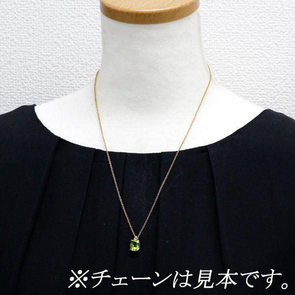 GSTV K18YG チェッカーカット ペリドット ダイヤモンド ペンダントトップ 3.00ct D0.04ct