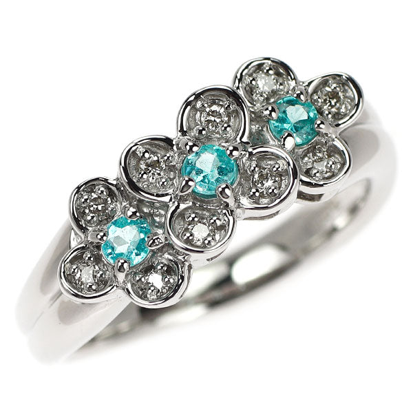 Pt900 パライバトルマリン ダイヤモンド リング 0.16ct D0.10ct フラワー