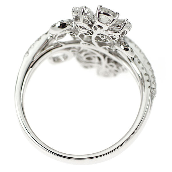 K18WG ローズカット/ラウンドブリリアント ダイヤモンド リング 1.95ct フラワー