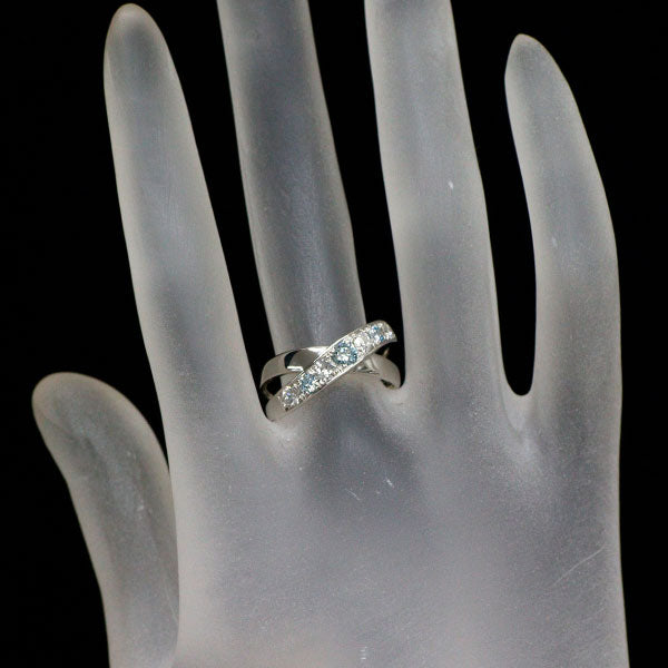 Pt900 アイスブルーダイヤモンド リング 0.30ct D0.35ct