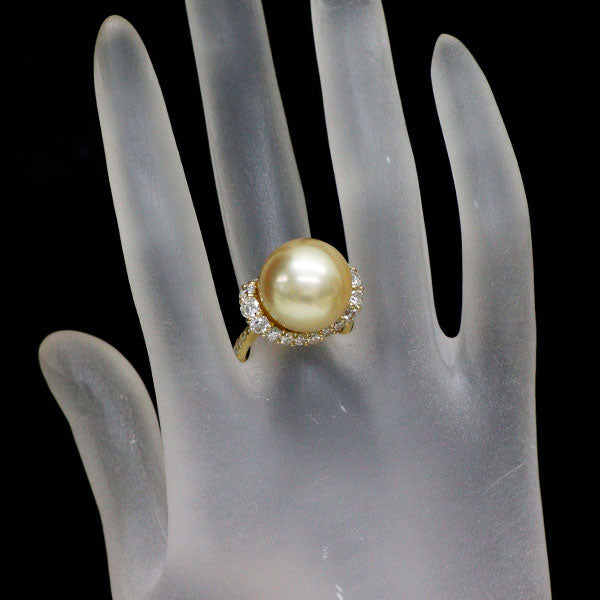 K18YG ゴールデンパール ダイヤモンド リング 径約15.0mm D1.576ct
