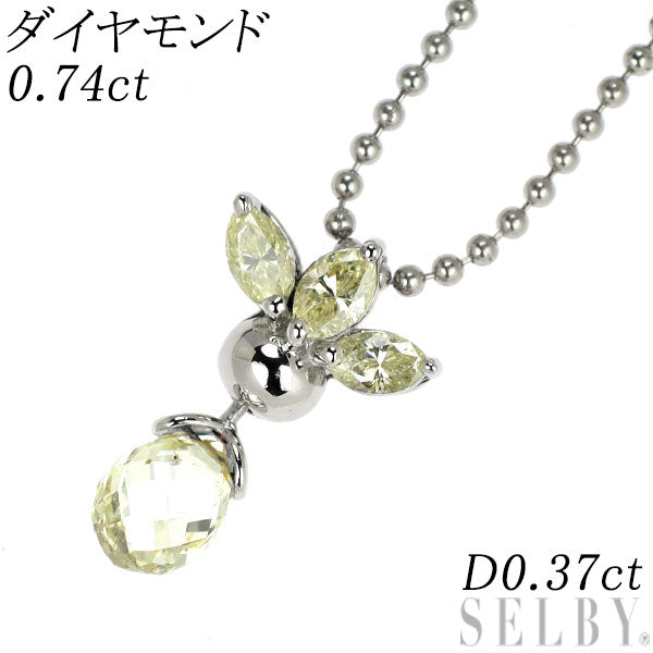 Pt900/ Pt850 ブリオレット ダイヤモンド ペンダントネックレス 0.74ct D0.37ct