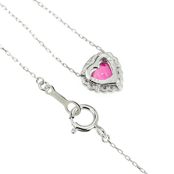 K18WG ピンクサファイア ダイヤモンド ペンダントネックレス 0.41ct D0.09ct ハート