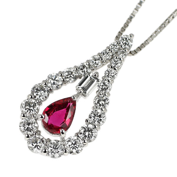 Pt900/ Pt850 ルビー ダイヤモンド ペンダントネックレス 0.51ct D0.87ct