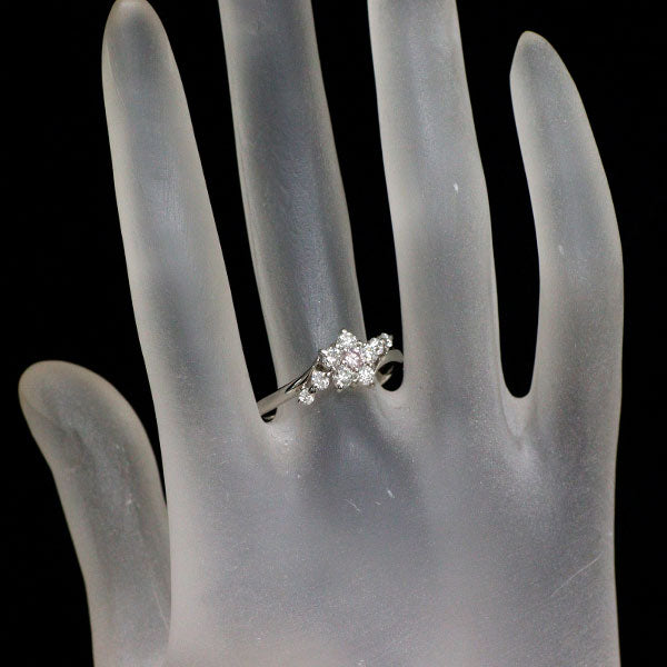 希少 Pt900 天然ピンク/カラーレス ダイヤモンド リング 0.74ct フラワー