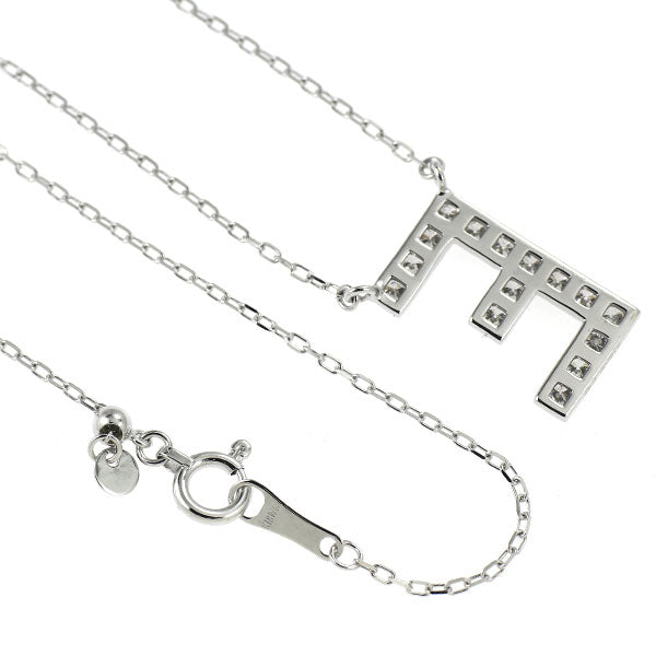 K18WG ダイヤモンド ペンダントネックレス 0.35ct イニシャル「E」