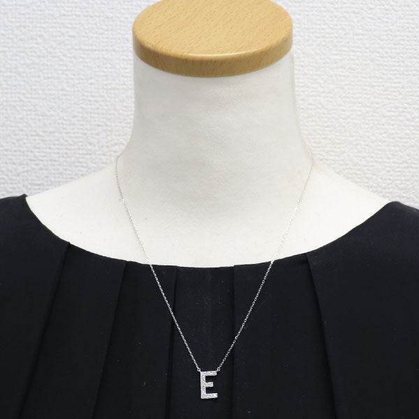K18WG ダイヤモンド ペンダントネックレス 0.35ct イニシャル「E」