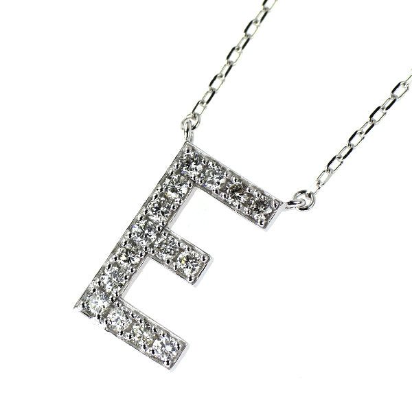K18WG ダイヤモンド ペンダントネックレス 0.35ct イニシャル「E」