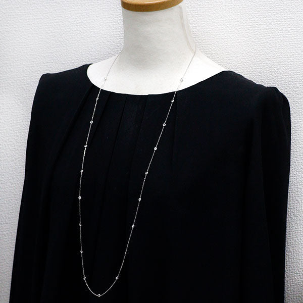 田崎真珠 K18WG ダイヤモンド ロング ステーション ネックレス 1.81ct