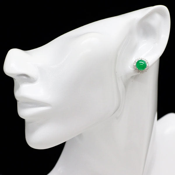 K18WG 翡翠/ヒスイ シングルカットダイヤモンド ピアス 3.709ct ソ2枚