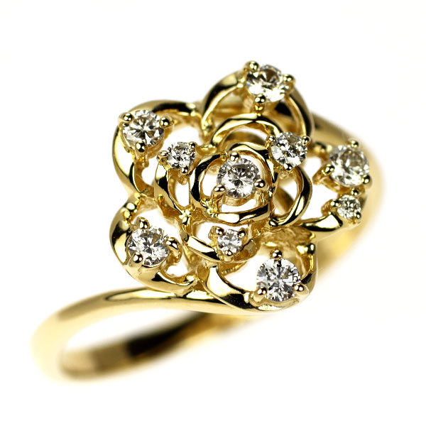 K18YG ダイヤモンド リング 0.25ct フラワー