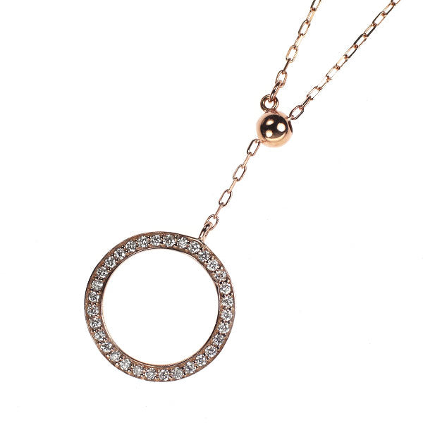 K18PG ダイヤモンド ペンダントネックレス 0.15ct Yデザイン リバーシブル