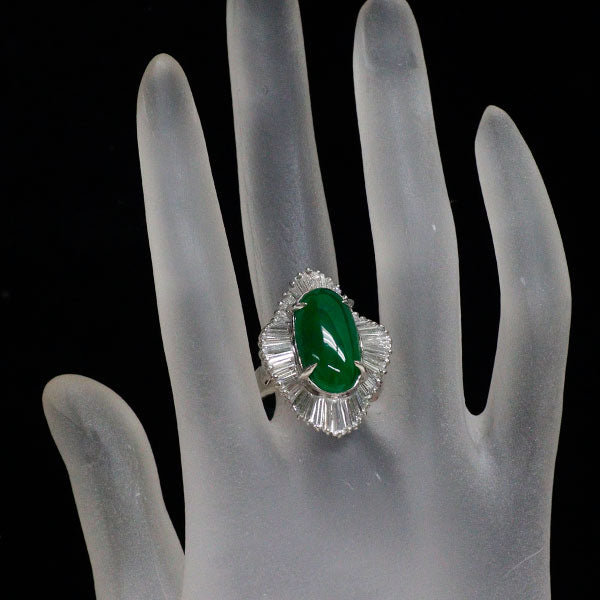 Pt900 樹脂含浸なし 翡翠 ダイヤモンド リング 7.97ct D3.00ct