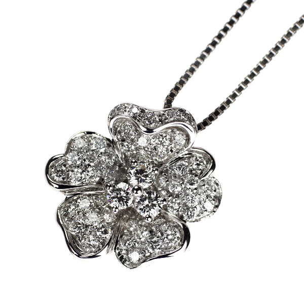 クイーン K18WG ダイヤモンド ペンダントネックレス 1.25ct NC社外品 フラワー