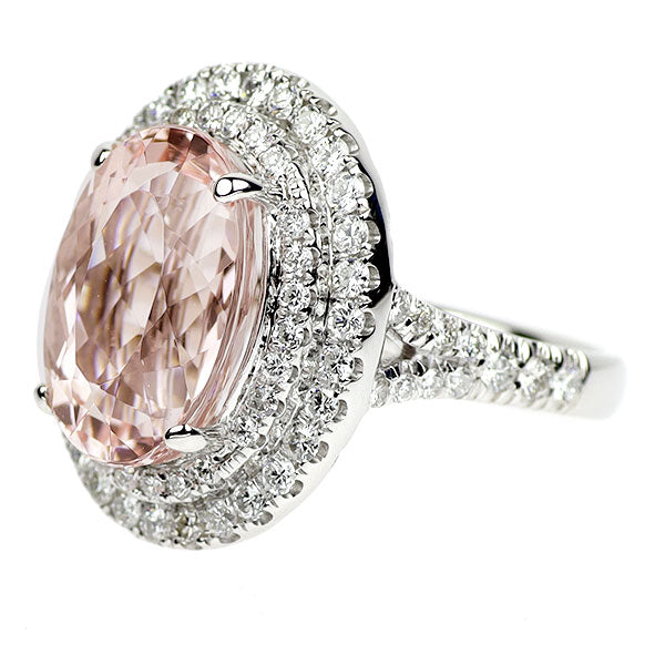 K18WG モルガナイト ダイヤモンド リング 6.38ct D1.014ct