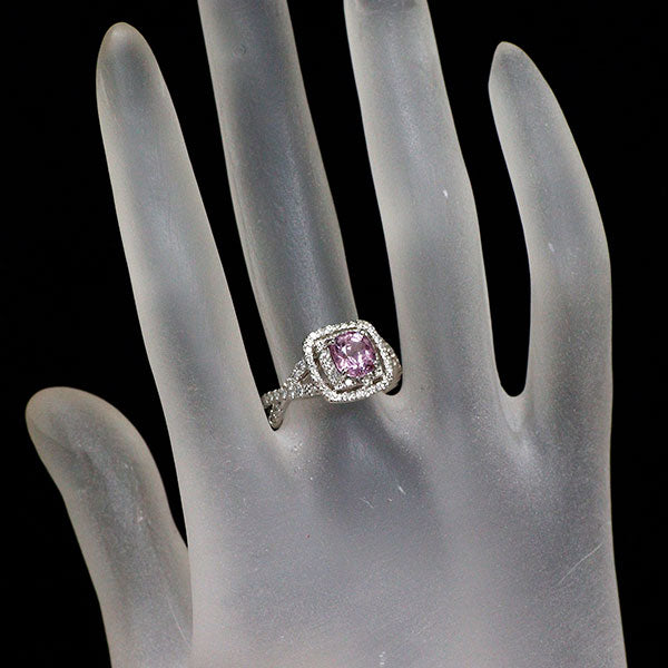 Pt900 ピンクスピネル ダイヤモンド リング 1.217ct D0.48ct