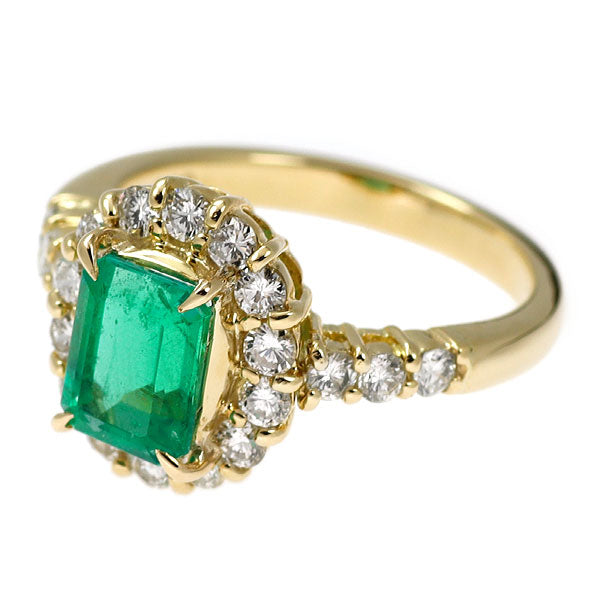 K18YG エメラルド ダイヤモンド リング 1.36ct D1.03ct