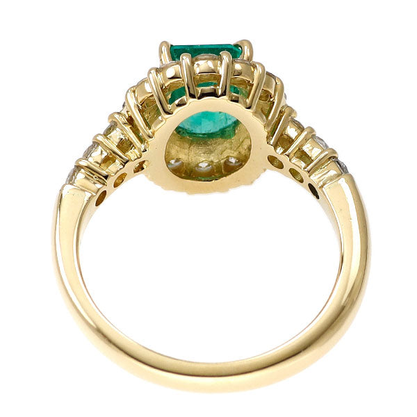 K18YG エメラルド ダイヤモンド リング 1.36ct D1.03ct