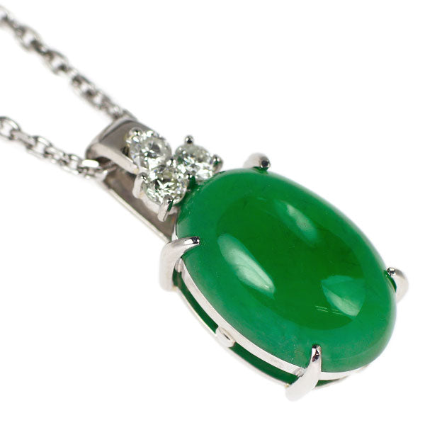 Pt900/ Pt850 翡翠/ヒスイ ダイヤモンド ペンダントネックレス 11.90ct D0.35ct
