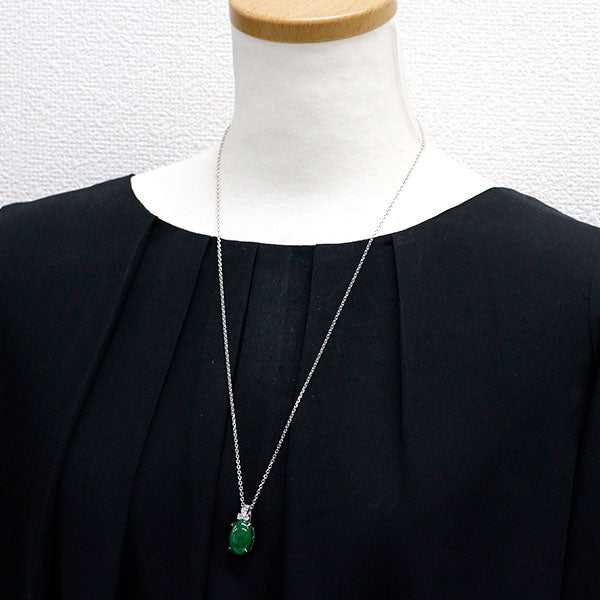 Pt900 ヒスイ＆ダイヤ ペンダント Pt900/ Pt850 翡翠/ヒスイ ダイヤモンド ペンダントネックレス 11.90ct