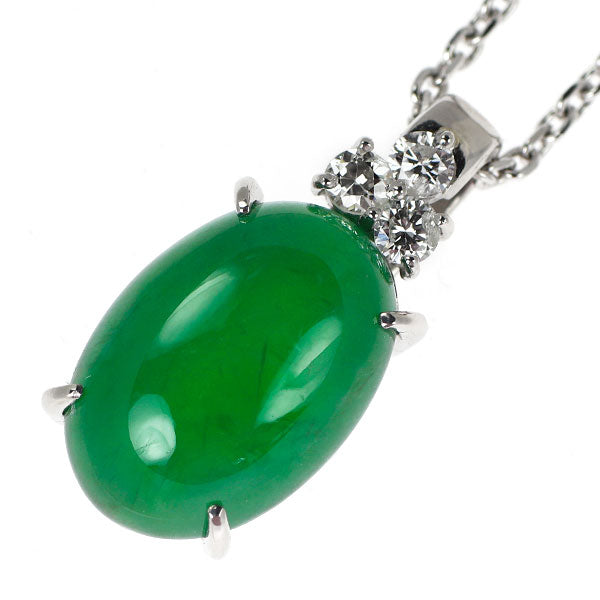 Pt900/ Pt850 翡翠/ヒスイ ダイヤモンド ペンダントネックレス 11.90ct D0.35ct
