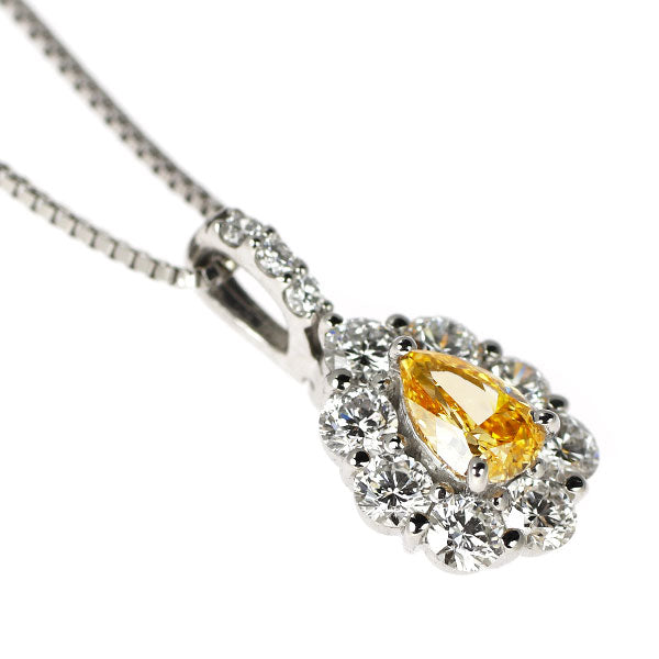 Pt900/ Pt850 天然オレンジ ダイヤモンド ペンダントネックレス 0.27ct FVYO SI1 D0.55ct