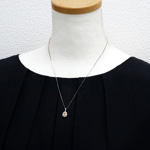 Pt900/ Pt850 天然オレンジ ダイヤモンド ペンダントネックレス 0.27ct FVYO SI1 D0.55ct