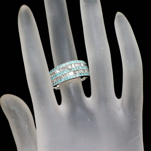 K18WG パライバトルマリン ダイヤモンド リング 0.75ct D0.49ct