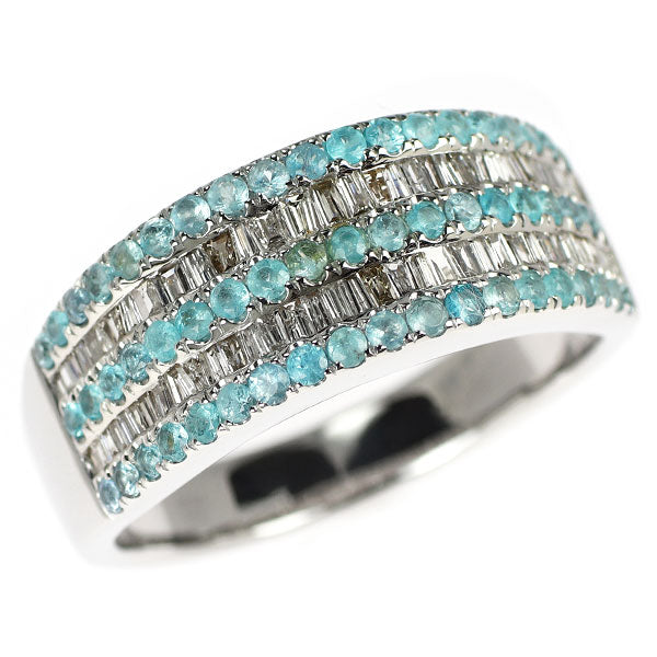 K18WG パライバトルマリン ダイヤモンド リング 0.75ct D0.49ct