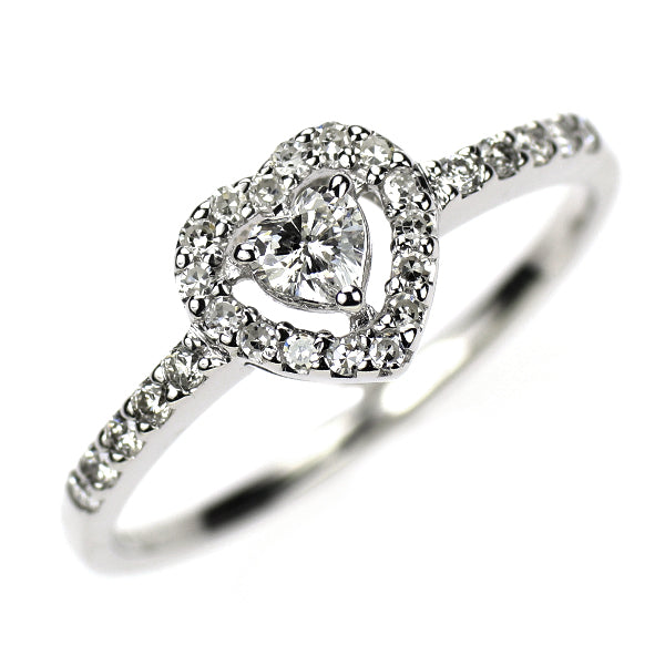 K14WG ハートシェイプ ダイヤモンド リング 0.122ct D0.17ct