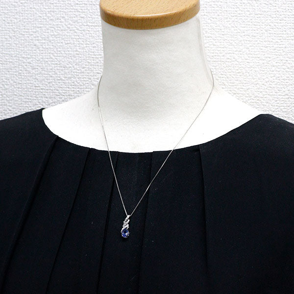 Pt900/ Pt850 サファイア ダイヤモンド ペンダントネックレス 1.43ct D0.19ct