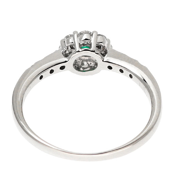 K18WG エメラルド ダイヤモンド リング 0.05ct D0.33ct フラワー