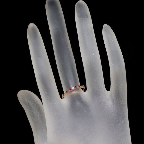 K18PG ダイヤモンド ルビー リング 0.033ct