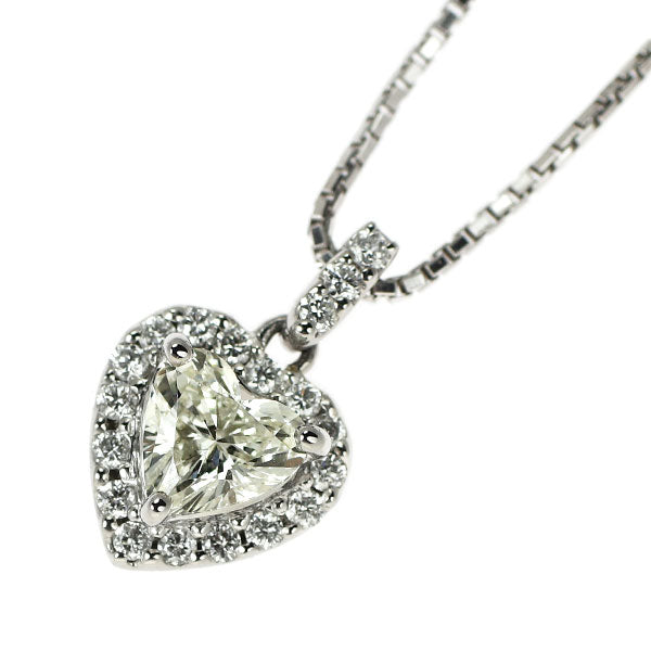 Pt900/ Pt850 ハートシェイプ ダイヤモンド  ペンダントネックレス 0.353ct D0.10ct