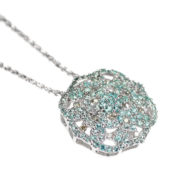 K18WG パライバトルマリン ダイヤモンド ペンダントネックレス 0.63ct D0.12ct