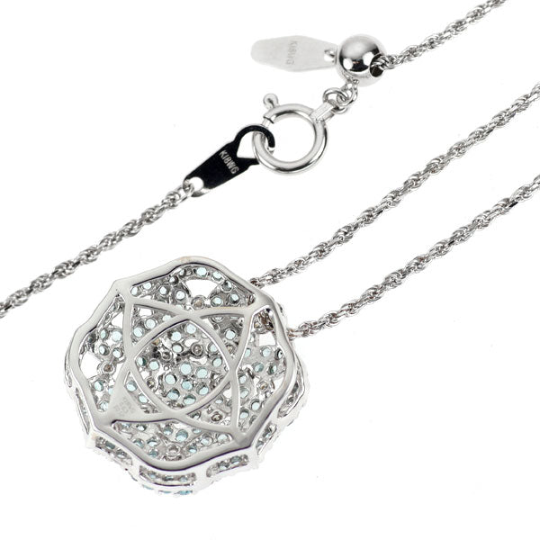 K18WG パライバトルマリン ダイヤモンド ペンダントネックレス 0.63ct D0.12ct
