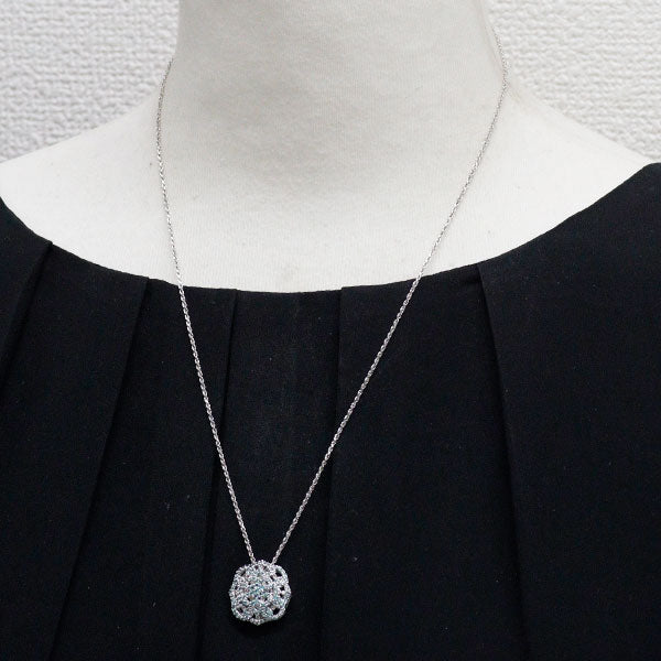 K18WG パライバトルマリン ダイヤモンド ペンダントネックレス 0.63ct D0.12ct