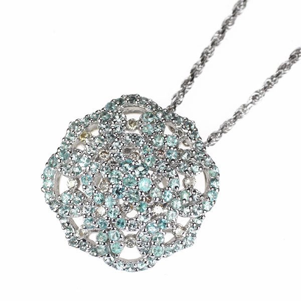 K18WG パライバトルマリン ダイヤモンド ペンダントネックレス 0.63ct D0.12ct